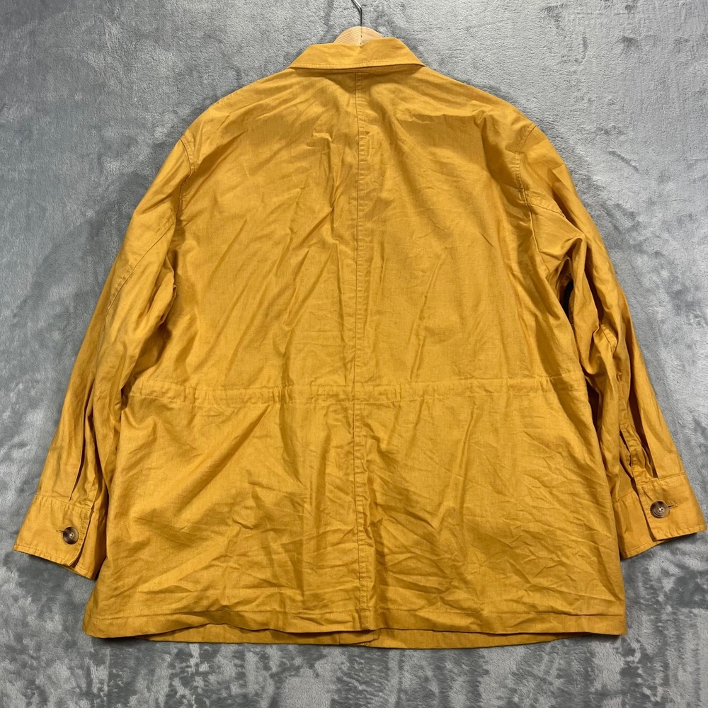 UNIQLO Shirt Jacket Womens L Mustard Yellow Linen Cotton 211-427065 Oversized - Picture 2 of 16